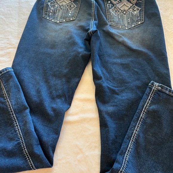 Stylish Women's Project Indigo Embellished Blue Jeans BootCut Wide Leg Size 12 - Picture 4 of 6